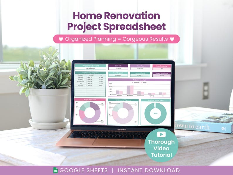 Home Renovation Project Planner: Google Sheets Template (digital ...