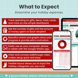 Urlaubsbudget-Tabelle & Weihnachtsgeschenk-Tracker für Google Sheets (Digitaler Download) Bild 2