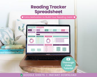 Lese-Tracker für Google Sheets: Buch-Tagebuch, TBR-Liste (Digitaler Download)