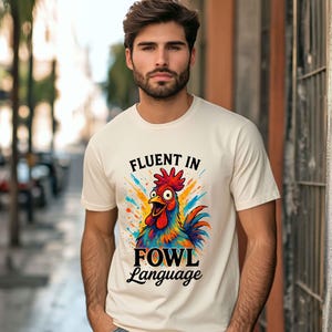 Funny Rooster PNG | Fluent In Fowl Language Design | Farmhouse Chicken Graphic | Retro Digital Download