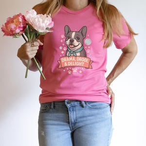 Chemise Drool & Delight / T-shirt drôle de bande dessinée de bouledogue français / Cadeau mignon de maman de chien / T-shirt graphique impertinent d'amant de Frenchie