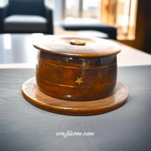 Handmade Brass Inlay Design Sugar Pot Natural Wood Sugar Bowl with Lid Polished Spice Salt Pot Container Keeper Kitchenware Accessories