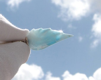 Crystal blue wing pendant, Seaside Angel - Larimar pendant 925 silver sea foam guardian angel fast delivery worldwide meaningful gift friend