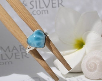 Turtleback Larimar heart ring size 5.25, Love Story 10 - Larimar stone ring 925 silver mermaid love spell quick delivery worldwide love gift