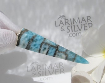Rare Larimar spearhead pendant, Neptune Stiletto - stylish Larimar pendant silver pendulum pendant fast delivery worldwide men gift