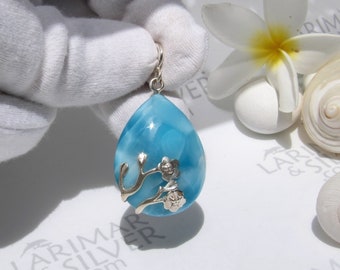 Blue Pendant Dominican Larimar Good-looking Pendant AAA+Natural Larimar Pendant Gift for gIrl and Women,best gift for wife,earring,rings