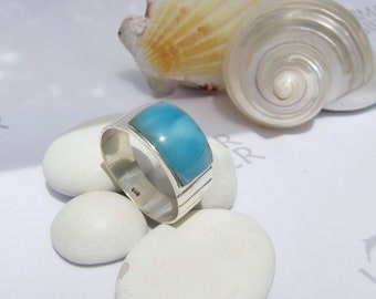 AAA Larimar stone ring size 12, Man of Atlantis 20 - rare volcanic blue inlay band ring 925 solid silver speedy shipping worldwide man gift