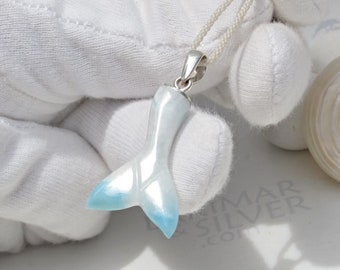 Rare siren tail pendant, Arctic Mermaid - stylish blue white Larimar siren pendant silver little mermaid fast delivery worldwide sister gift