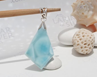 Mint green crystal blue pendant, The Irish Mermaid - faceted Larimar diamond pendant 925 silver soft turquoise fast delivery worldwide gift