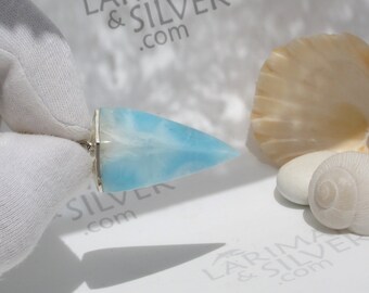 Stylish marine crystal pendant, Hunting Sea Monsters 9 - faceted Larimar gemstone spearhead pendant 925 silver fast delivery gift for him