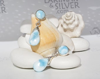 Eye catching cloud blue post earrings, Tropical Gipsy 1 - aqua blue Larimar earrings dangling speedy delivery worldwide sister gift woman