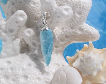 Crystalline Larimar teardrop pendant, Mermaid Strawberry 7 - Larimar pendant 925 silver blue berry fast delivery worldwide stylish wife gift