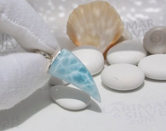 Ice blue claw pendant, Polar Bear Spirit - crystalline Larimar fang pendant 925 silver arctic sea speedy delivery original men gift hunter