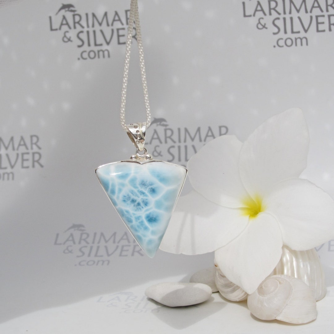 Eye Catching Web Pattern Larimar Pendant, Atlantis Mystery - Larimar ...