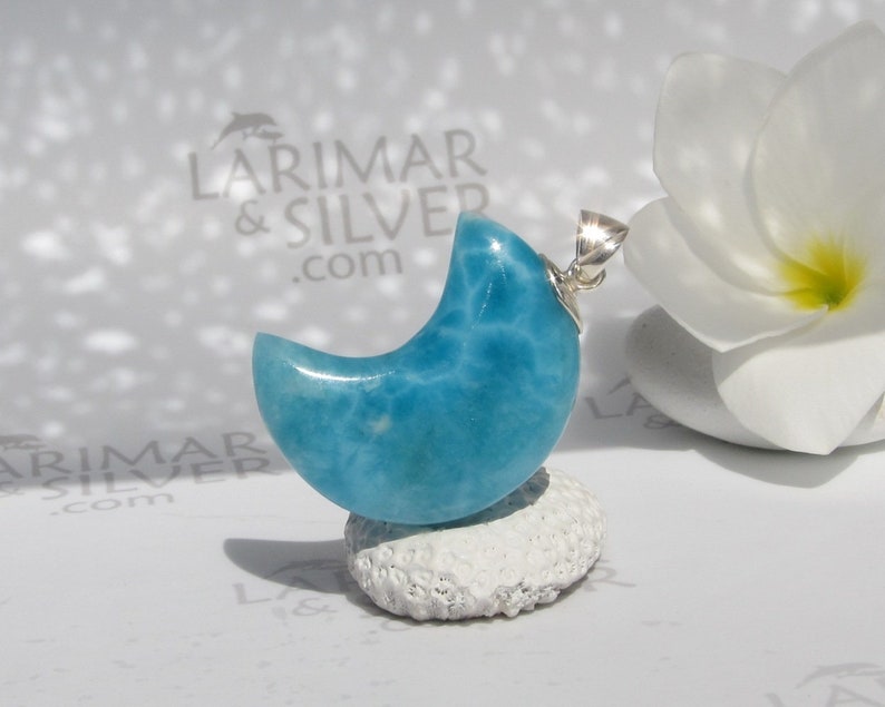 AAA Larimar moon pendant by Larimarandsilver Larimar pendant 925 silverblue moonLarimar jewelrygift for her Great Magician of the Seas