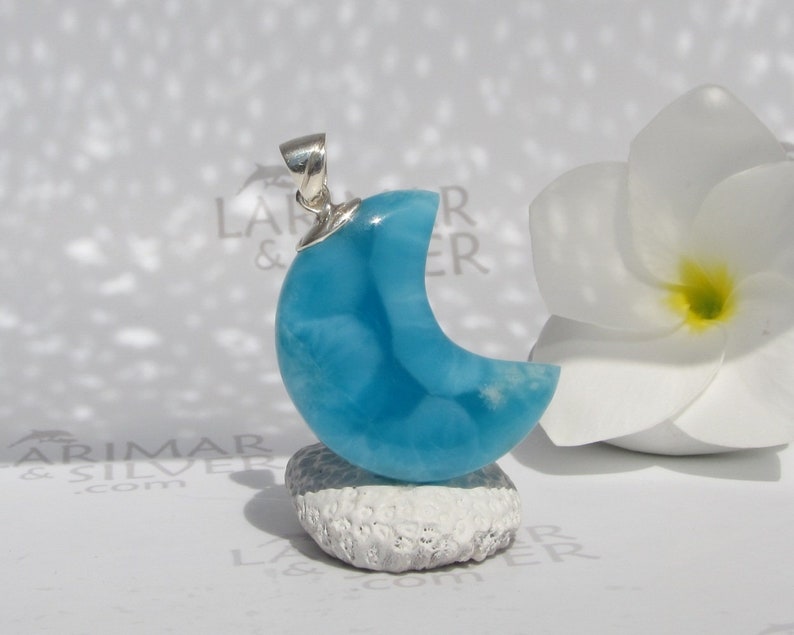 AAA Larimar moon pendant by Larimarandsilver Larimar pendant 925 silverblue moonLarimar jewelrygift for her Great Magician of the Seas