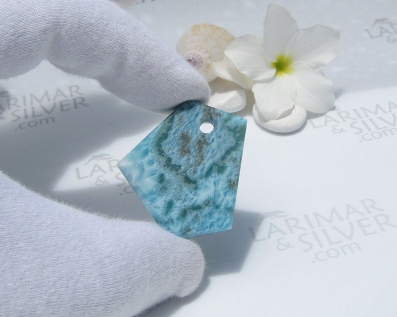 Larimar beach pendant by Larimarandsilver Ocean Pentagon faceted Larimar stone beadsurf pendantaqua tealLarimar supplygift for friend