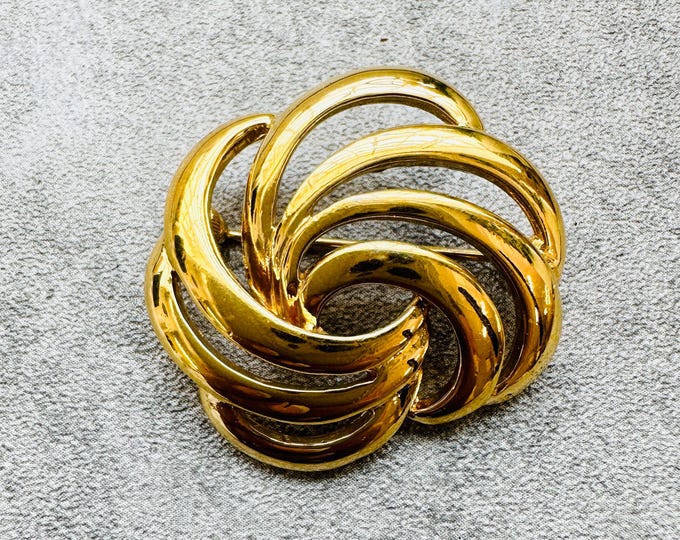 Vintage Napier Gold-plated Swirl Brooch – 1980s Statement Pin