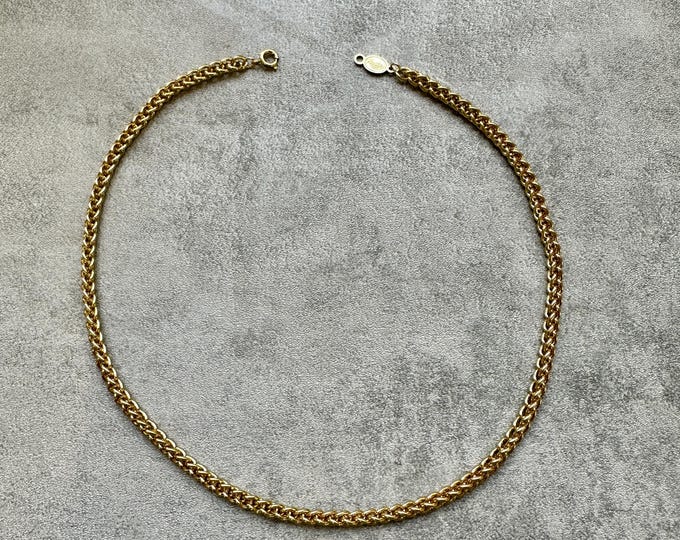 Signed Napier Vintage Gold Necklace, 16 Inch Curb Chain Layering Jewellery