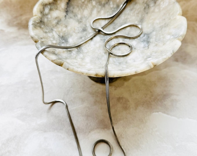 Vintage Long Snake Chain Necklace | Silver Tone Slinky Layered Chain | 70s 90s B