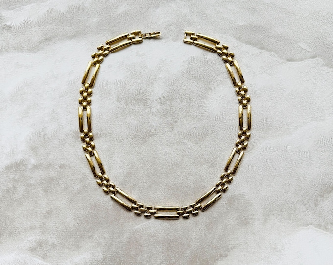Vintage Napier gold-tone chain necklace with foldover clasp | 1970s - 80s