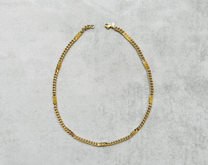 Vintage Monet gold-tone curb chain necklace, chunky and weighty, signed statement piece, 1990s jewellery, gift for her
