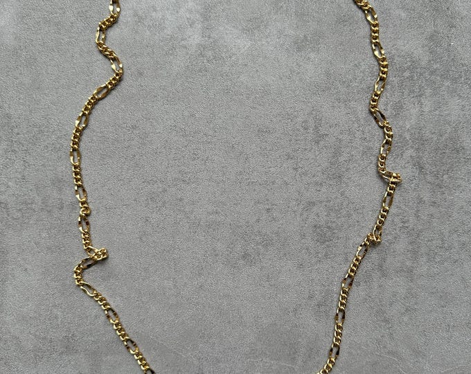 1980s Napier signed, gold plated long chain necklace, 31 inch figaro link design, vintage layering jewellery, gift for her, collectible