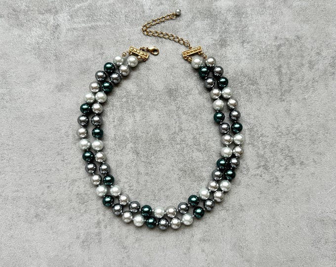 Pre-loved KJL faux pearl collar necklace | Kenneth Jay Lane designer choker | Gift for her | Statement jewellery | re.
