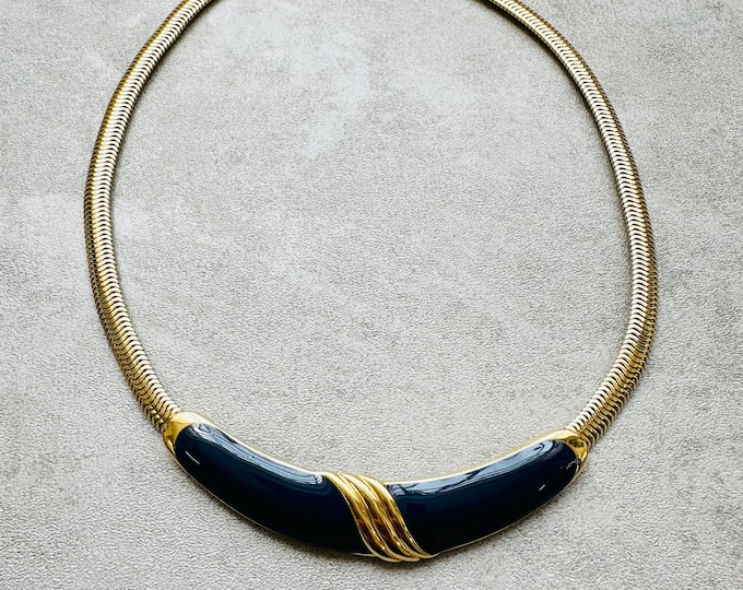 Bergdorf Goodman Vintage Gold Collar Necklace | Designer Statement Jewellery | Gift for her