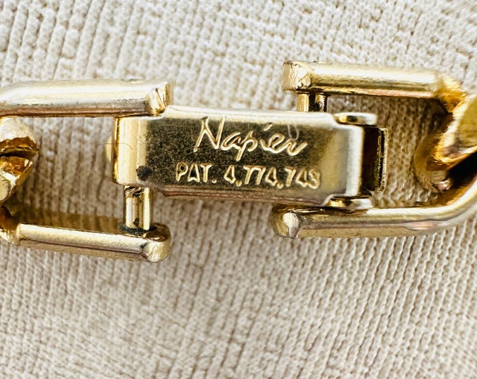 Vintage Napier gold-tone curb chain necklace, signed, 1980s–1990s