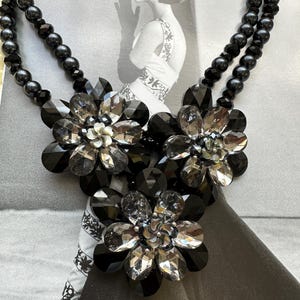 Butler & Wilson Black Floral Bib Necklace: Gothic Statement Jewelry