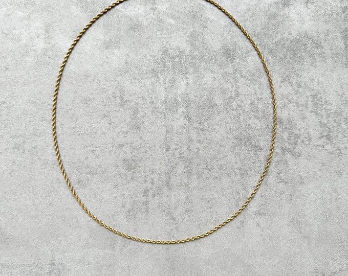 Vintage Trifari Rope Chain Necklace | Gold-Plated 1980s Layering Chain | Signed Minimalist Jewellery | Gift for Her | 23.5 Inches