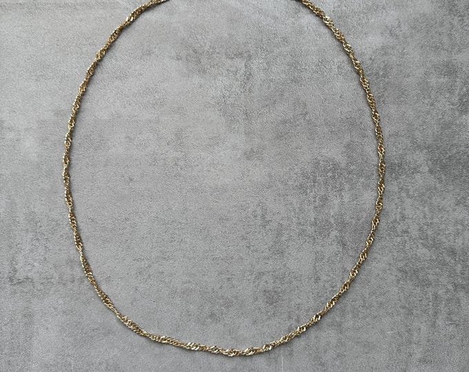 Signed Sarah Coventry long gold-plated rope chain necklace, 29 inch layering chain, vintage statement jewellery