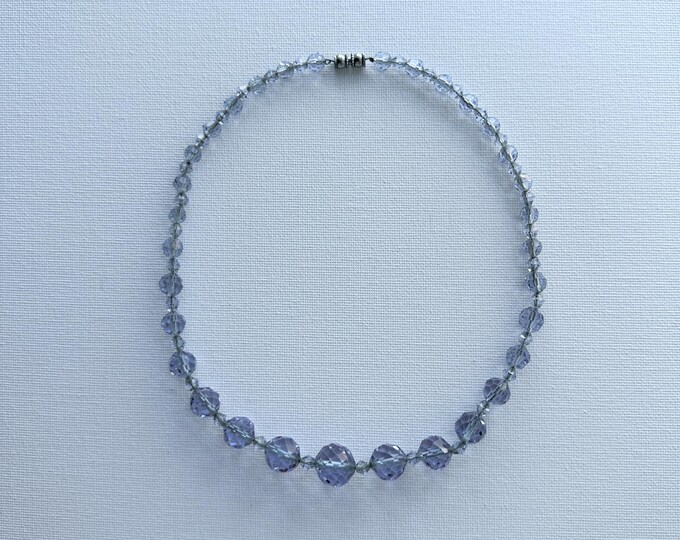 Vintage Lavender Crystal Necklace | Faceted Glass Bead Necklace | 1950s–60s Mid-Century Jewellery