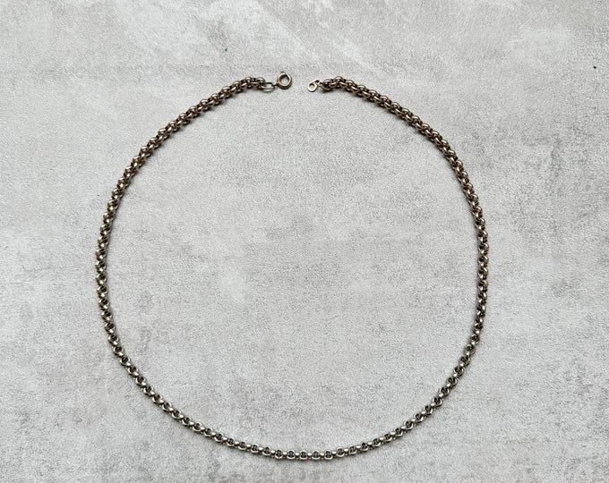 Vintage 1980s Silver Rolo Chain Necklace, Unisex Chunky Chain, Classic Spring Ring Clasp, Minimalist Statement Necklace, Pre-Owned