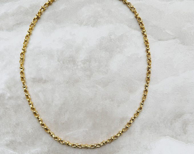 Vintage Monet gold plated chain necklace, 1980s signed, bold link design, rich 22ct style tone, gift for her, classic vintage style