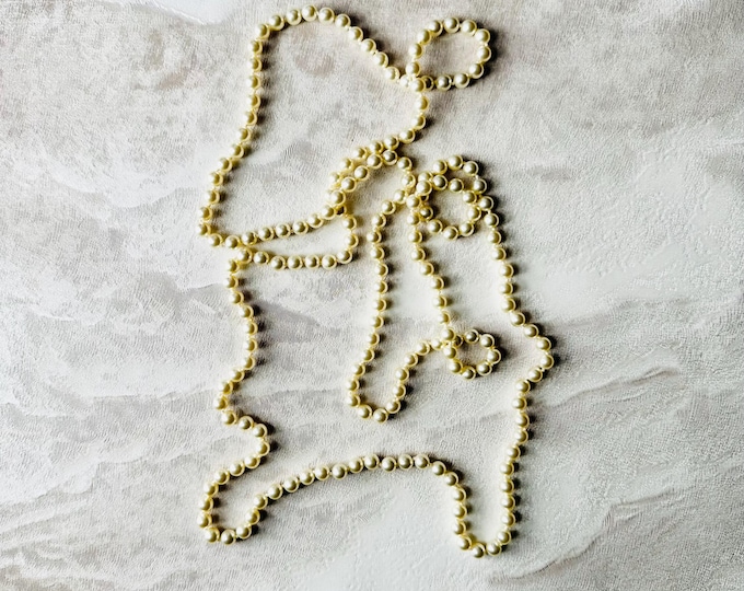 1980s Faux Pearl Necklace, Long Vintage Strand, Lightweight Statement Beads, Classic Costume Jewellery