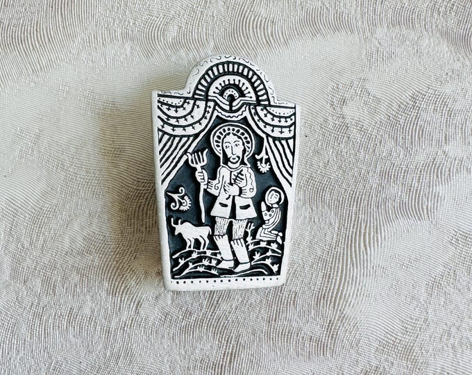Vintage Alice Seely Folk Art Brooch | Hand-Cast Pewter Pin | Whimsical 2000s | Collectible Jewellery