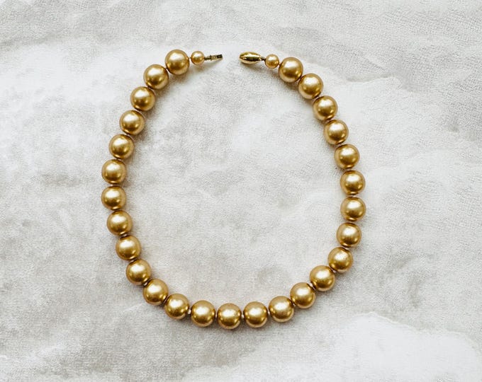 Vintage M&S gold-tone pearl choker | Graduated beads, 16 inch collar