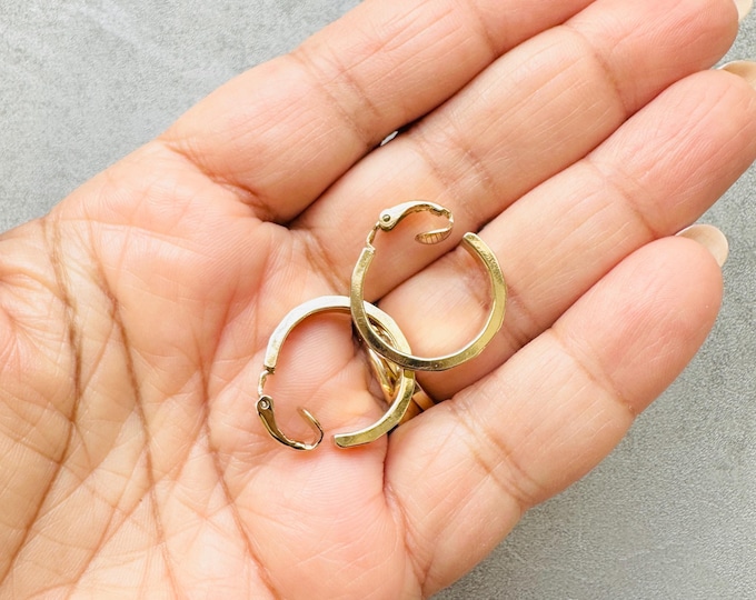 Vintage Avon gold-tone clip-on hoop earrings, signed minimalist 1980s earrings, classic statement, gift for her