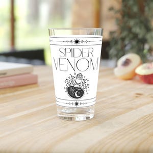 Spider Venom Pint Glass | Cool Halloween Decor, Beverage Glass, Gift for Horror Lovers, Unique Barware, Spooky Drinkware, DnD Potion Glass