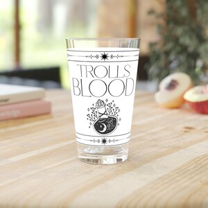 Trolls Blood Pint Glass | Cool Halloween Decor, Beverage Glass, Gift for Horror Lovers, Unique Barware, Spooky Drinkware, DnD Potion Glass