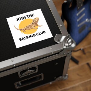 Bearded Dragon "Join the Basking Club" Square Sticker | Reptile Lover Decal, 2x2, 4x4, or 6x6 inches