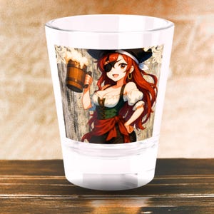 Sexy Anime Pirate with Tankard 1.5 oz Shot Glass, Unique Shot Glass Gift, Shot Glass for Anime Fans, Cool Shot Glass Decor, Custom Barware,