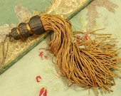 French Antique gorgeous pagoda shaped metal and silk bobble tassel trim yellow gold 7.5 quot passementerie trim fabulous piece