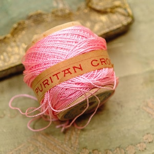 1 spool pure silk thread  pink 90 yards medium heavy bead cord jewelry sewing projects Puritan knit crochet size D E buttonhole