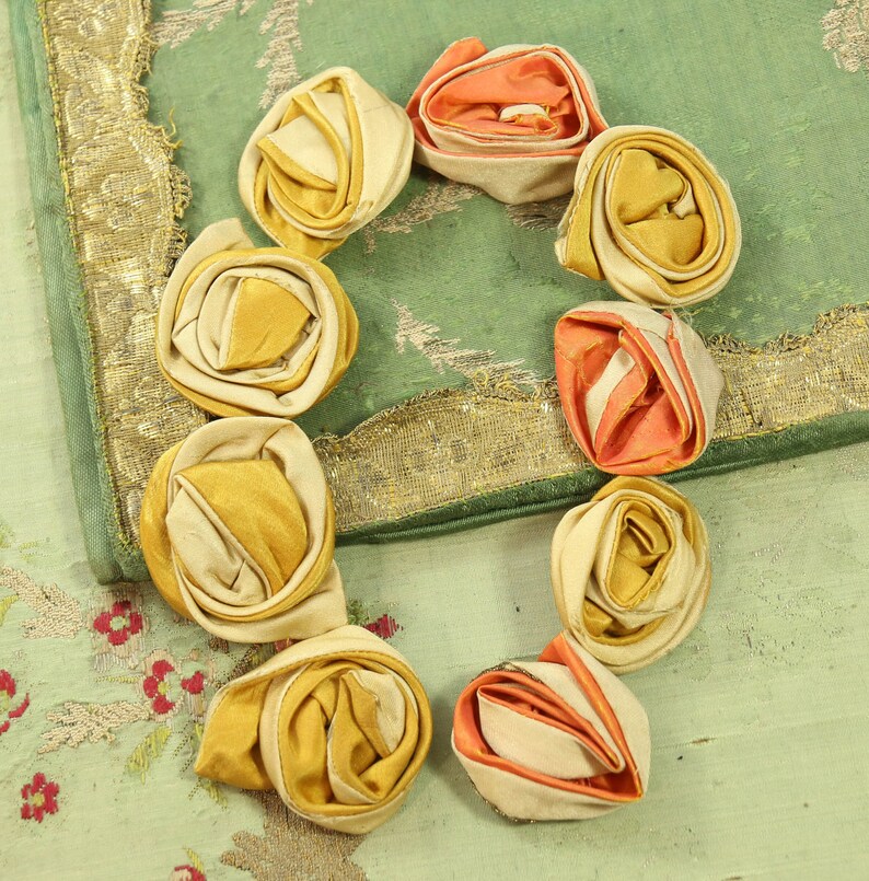 Lot of 9 Antique silk rose ribbons ribbonwork rosettes Etsy