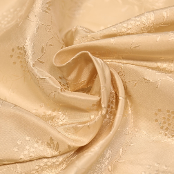 1/2  yard Scalamandre lush pure silk flower taffeta woven fabric warm cream material dress making corset historical 18th 19th century
