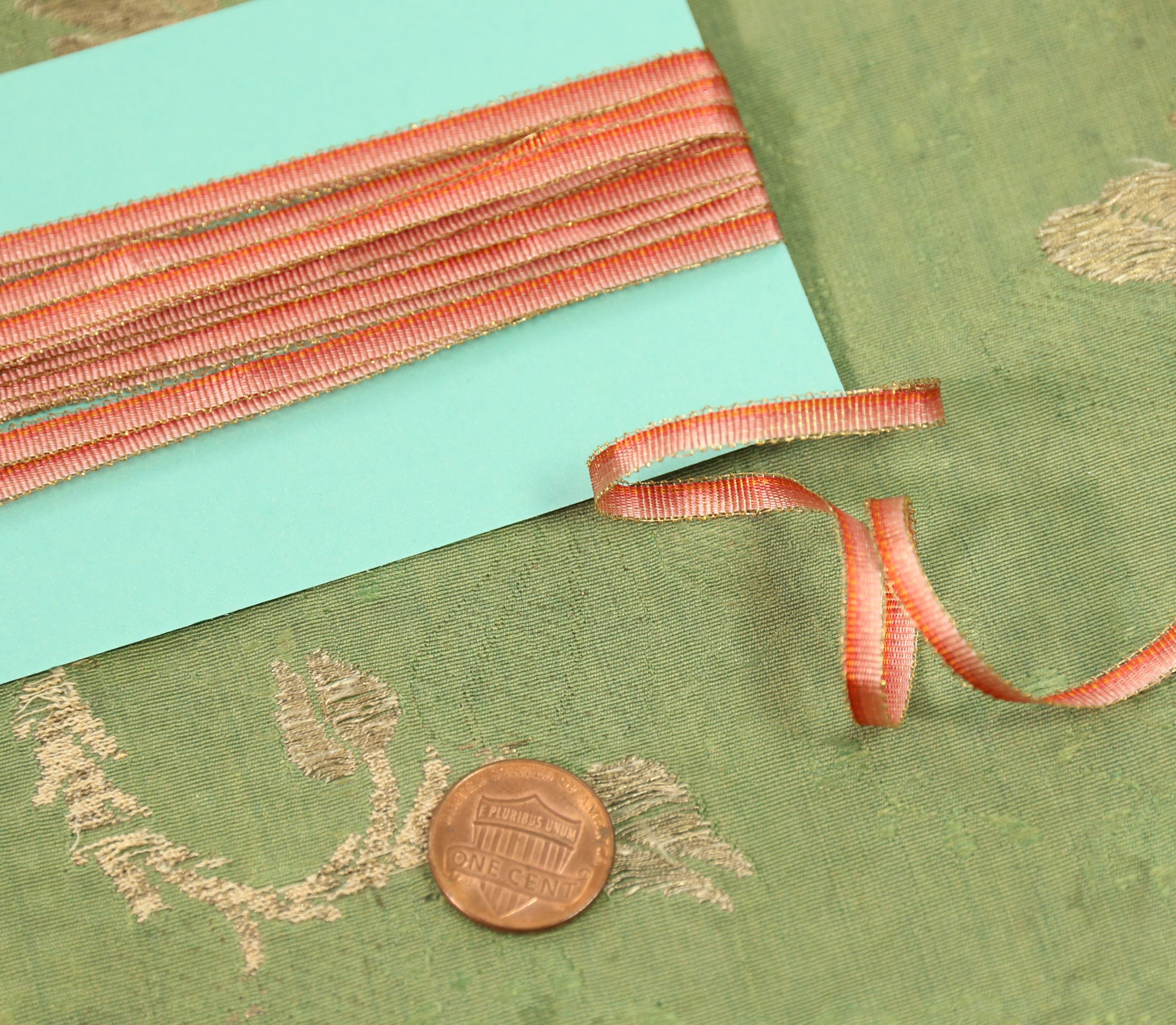 Vintage French Peach Ombre Rayon Ribbon Flowers 3//16/" 3 yards