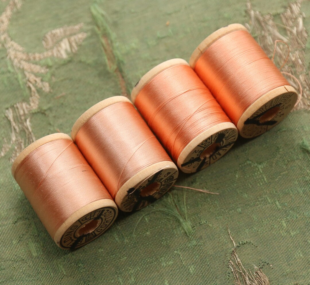 Vintage Lot 4 Pure Silk Thread Spools Blush Peach Shades Fly Tying ...